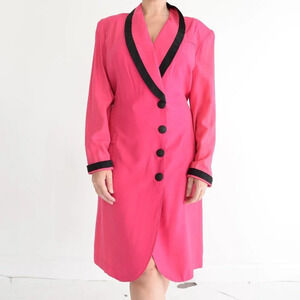 Vintage 80's Emblem Hot Pink Barbeicore  Button Up Blazer Dress